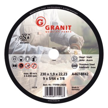GRANIT F80-23020 tanek jekleni rezalni disk