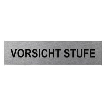 Northix Aluminijast znak za vrata "Vorsicht Stufe" 160x40mm
