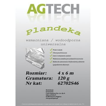 Ojačana vodoodporna ponjava, srebrna, 4x6 m, gramatura 120 PL12046