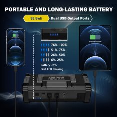 Zaganjalnik baterij T8 MAX 88,8 Wh 6000 A 24000 mAh Svetilka
