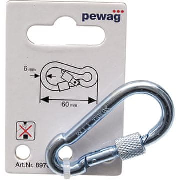 PEWAG Kovinski karabin za vrvi in verige 6x60 mm 89767