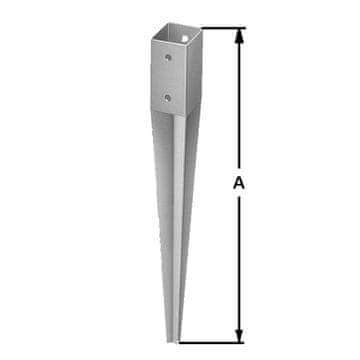 Pollmann Podstavek stebra, vbita tulka 101x101x750mm, debelina 1,8mm, za stebre