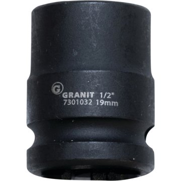 1/2" udarni nastavek, šesterokotni, kratek, 19 mm