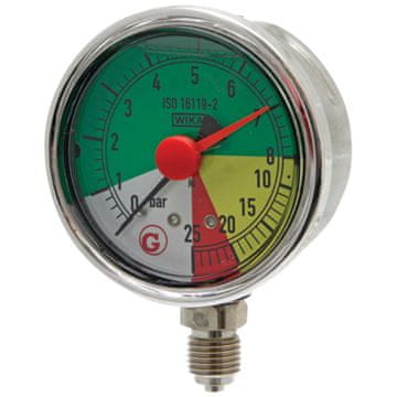 Glicerinski spodnji manometer 0-25 BAR G 1/4" 63 mm