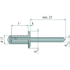 Granit Slepe zakovice z veliko glavo 4x12mm K12 500 kosov.