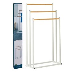 Ostatní Stojalo za brisače KO-C80653870 Towel rack metal white with bamboo