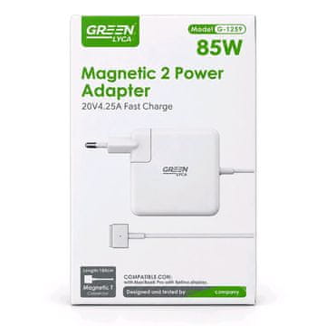 Green Lyca 85W Polnilec Napajalnik za Apple MacBook 180CM T-Type MagSafe