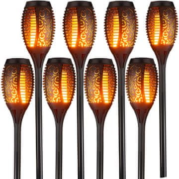 LAMPA RTO Komplet 8x Solarna vrtna svetilka bakla, LED s efektom plamena