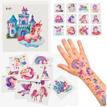 slomart LEAN TOYS Časopasni Tatuji za Otroke - Enkorožci (25 kosov)