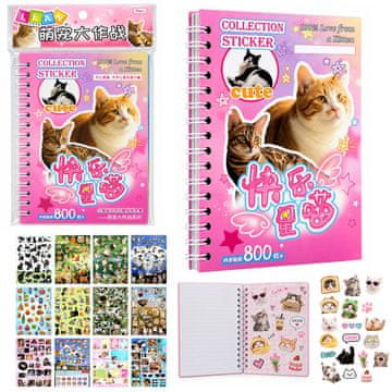 slomart LEAN TOYS Zvezek z Nalepkami Mačk - Album 800 Nalepk (Mat/Sijajne)