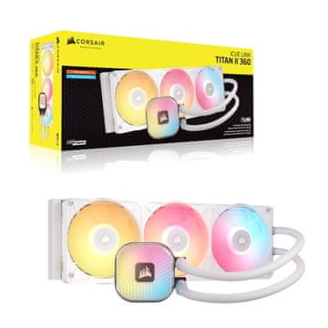 slomart Corsair iCUE LINK TITAN II 360RX CPU hladilnik, RGB, 360mm, bel