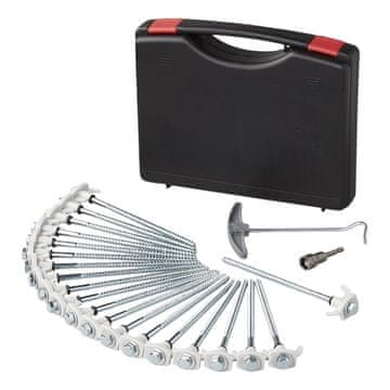 Northix Kovinski klin za šotor 20 cm na pritrditev s plastičnim kavljem + adapter - komplet 20 kosov. v primeru