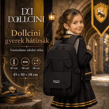 Dollcini Šolski nahrbtnik iz poliestra črna vodoodporen