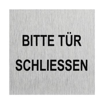 Northix Aluminijasta tabla za vrata "Bitte Tür schliessen" 60x60mm
