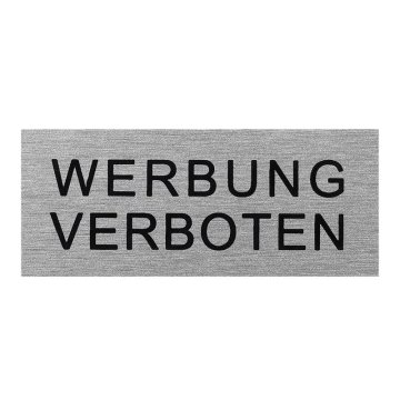 Northix Aluminijast znak za vrata "Werbung verboten" 60x25mm