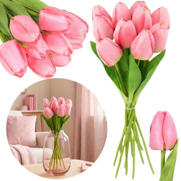 sarcia.eu UMETNI tulipani, ŠOPEK rožnatih tulipanov, vejica 30 cm, KOMPLET 10 kosov, KOT ŽIVI