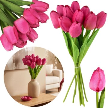 sarcia.eu UMETNI tulipani, ŠOPEK rožnatih tulipanov, vejica 30 cm, KOMPLET 10 kosov, KOT ŽIVI