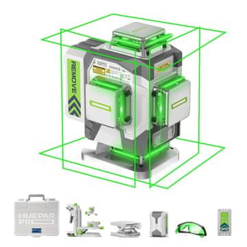 Huepar PRO 8000mAh 16 linijski zeleni laserski nivelir daljinec 4×360° ZK04CG