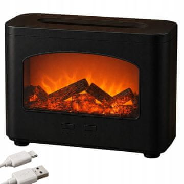 Verkgroup Difuzor dekorativni LED kamin 240ml vlažilec zraka USB časovnik