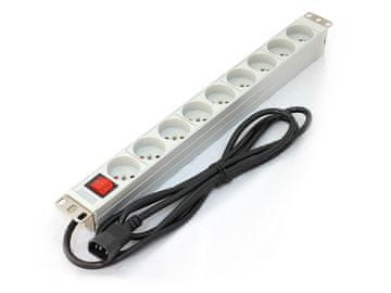 slomart Digitus PDU 19" RACK napajalna letev, 9xTip E, 2m, 1xC14, aluminijasta