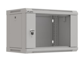 slomart Lanberg 19" 6U 540x350 viseča rack omarica (siva, steklena vrata)