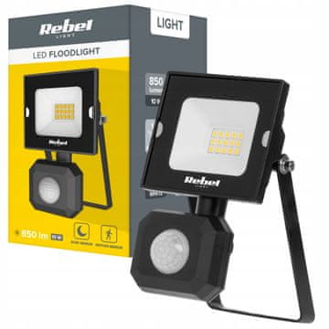 Rebel TOOLS 10W zunanji LED reflektor črn 4000K IP44 s senzorjem gibanja