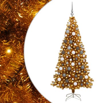 Vidaxl Božično drevo med 300 LED z stojalom Zlata 180 cm PET