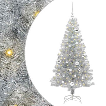 Vidaxl Božično drevo med 150 LED z stojalom srebrna 150 cm PET