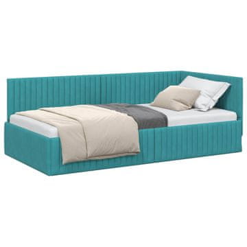 Vidaxl Kotna postelja z vzglavjem Turkizna 100 cm x 200 cm Žamet