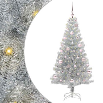 Vidaxl Božično drevo med 150 LED z stojalom srebrna 150 cm PET