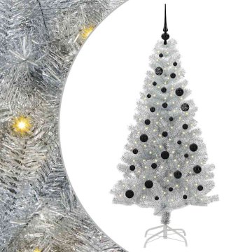 Vidaxl Božično drevo med 150 LED z stojalom srebrna 150 cm PET