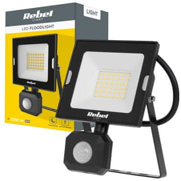 Rebel TOOLS 30W zunanji LED reflektor črn 4000K IP44 s senzorjem gibanja