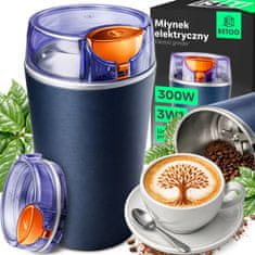 Retoo Električni mlinček za mletje kave, orehov in začimb 3 v 1, močan 300 W, barva granat