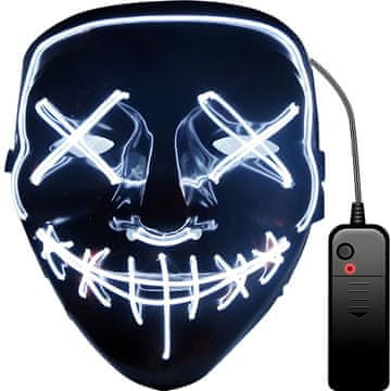 Retoo Svetleča LED maska za halloweensko zabavo purge - bela