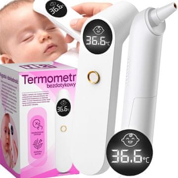 Retoo Medicinski beskontaktni infrardečni termometer z LCD-zaslonom in alarmom za visoko temperaturo za ušesa in čelo