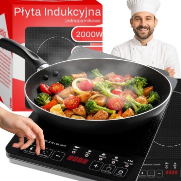 Retoo Indukcijska plošča z enim gorilnikom, električna prenosna kuhalna plošča 2000 W, 5 funkcij
