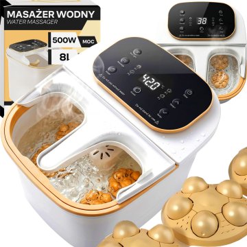 Retoo Vodni masažer za stopala, hidromasažer za noge, ogrevan, glave, valji, LCD, 500 W