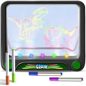 Retoo Čarobna 3D LED osvetljena tabla za risanje za otroke + flomasterji
