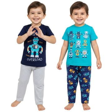 PRIMARK Roboti Fantovske pižame z dolgimi hlačami, kratkimi rokavi, BOMBAŽ, komplet 2 kosov
