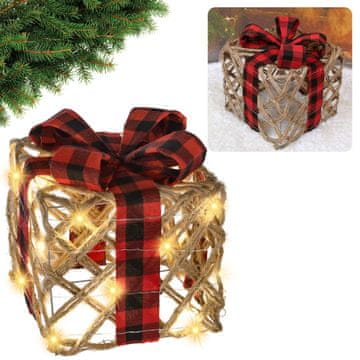 sarcia.eu Jutno darilo z LED pentljo, praznični okras 20 cm