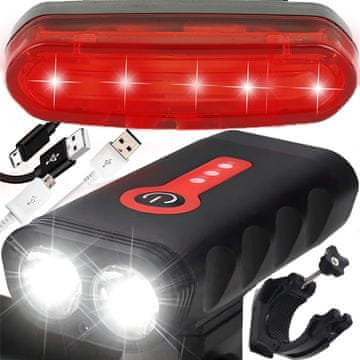 Retoo Močna LED kolesarska luč za sprednjo stran 1800 lumenov + zadnja luč