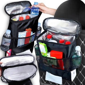 Retoo Termična torba z organizatorjem za avtosedež, črna, 10 l
