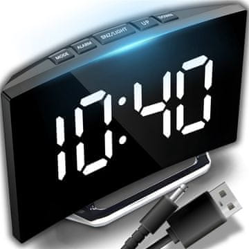 Retoo Elektronska ura, budilka, stoječe zrcalo, LED-zaslon, termometer