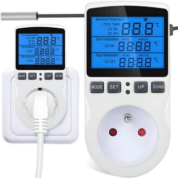 Retoo Elektronski termostat, digitalni regulator temperature 16 a, 250 v, vtičnica