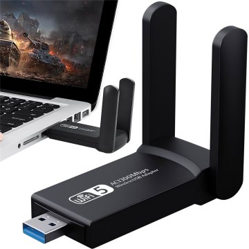 Retoo Adapter za mrežno kartico wifi Wi-Fi USB 3.0 z zunanjo anteno 1300 mbps 5 ghz