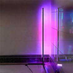 Retoo Kotna stoječa talna svetilka RGB LED z daljinskim upravljalnikom, aplikacijo in glasbenim senzorjem, 150 cm