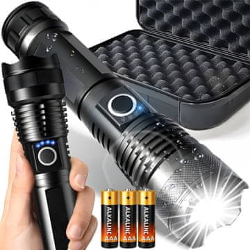Retoo Močna taktična LED-svetilka xhp90 zoom za preživetje z baterijskim napajanjem cree