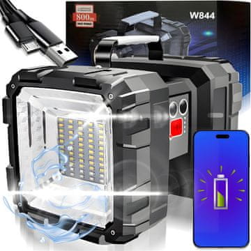 Retoo Močna taktična LED svetilka na akumulator, iskalna svetilka z USB, reflektor 1000 lm, 40 W