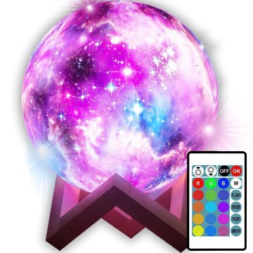 Retoo Svetilka nočna svetilka svetleči luna 3D moon RGB daljinski upravljalnik LED svetilka moonlight
