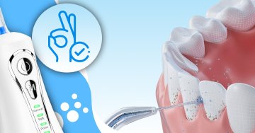 Retoo Brezžični zobočistilec za zobe, stozna izvedba, 4 načini delovanja, 7 nasadkov, 300 ml, etui
